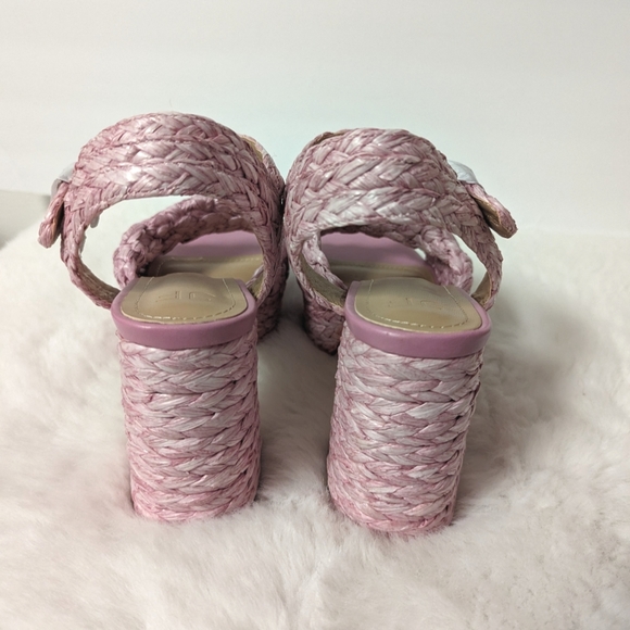 JustFab Pink Jute Platform Buckle Heel Sandals Size 9 - Picture 9 of 10